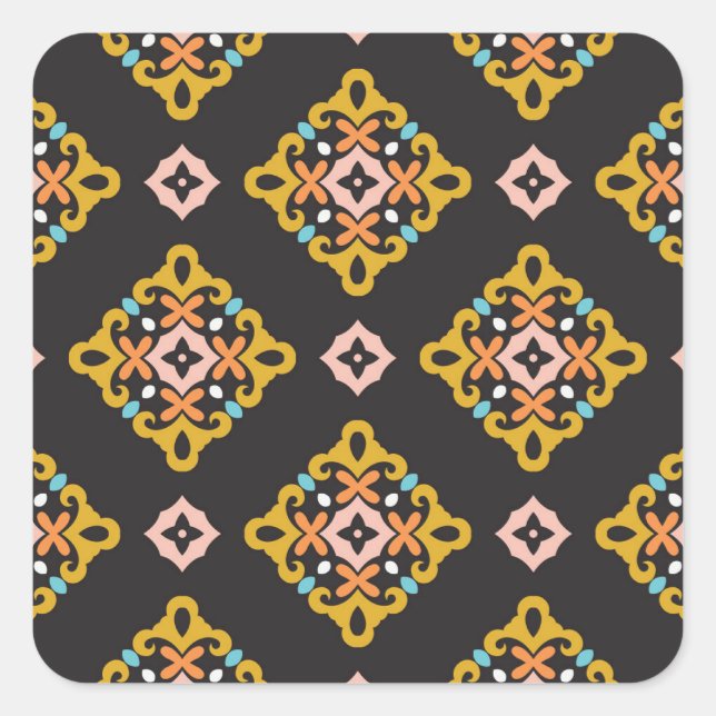Abstract Geometric: Seamless Vintage Texture Square Sticker (Front)
