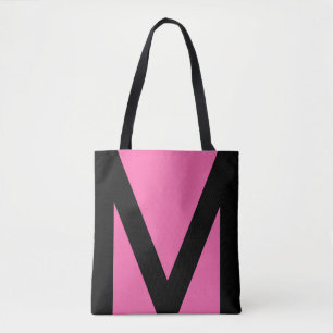 Abstract Geometric Shape in Black & Neon Pink Tote Bag