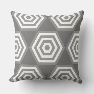 Abstract Geometric Shape in Grey & White Cushion