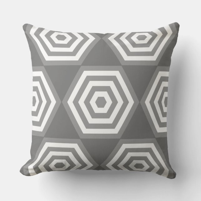 Abstract Geometric Shape in Grey  & White Cushion (Front)