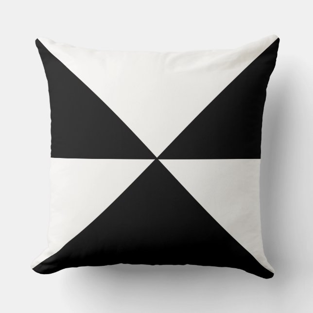 Abstract Geometric Shape on Black and White Cushion (Front)