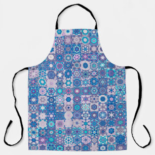 Abstract geometric shapes and flowers, seamless pa apron