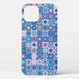 Abstract geometric shapes and flowers, seamless pa iPhone 12 case