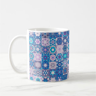 Abstract geometric shapes and flowers, seamless pa coffee mug