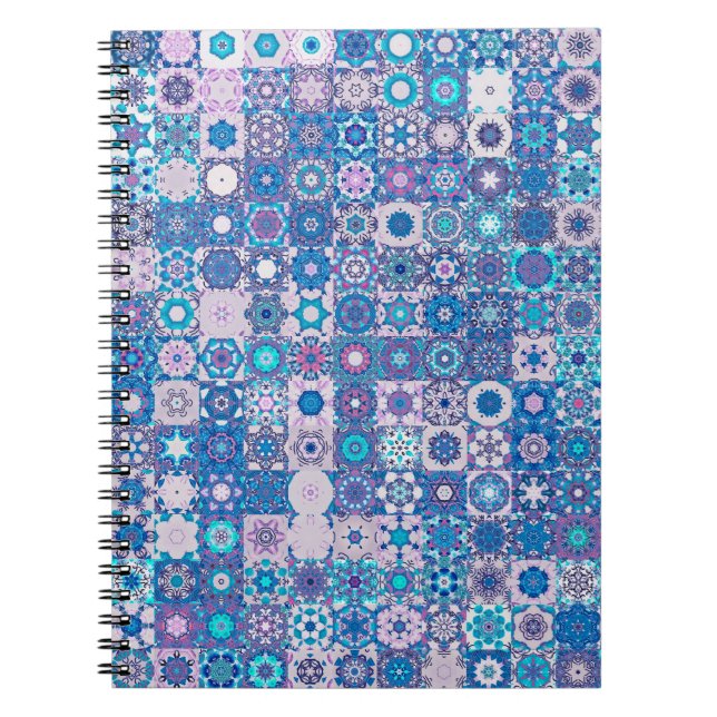 Abstract geometric shapes and flowers, seamless pa notebook (Front)