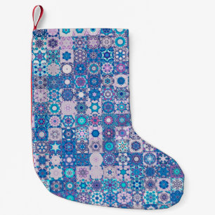 Abstract geometric shapes and flowers, seamless pa small christmas stocking