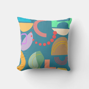 Abstract Geometric Shapes Colourful All-over Print Cushion
