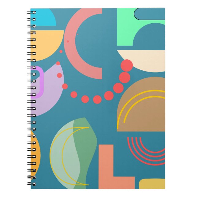 Abstract Geometric Shapes Colourful All-over Print Notebook (Front)