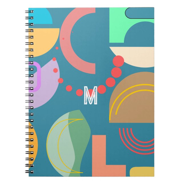 Abstract Geometric Shapes Colourful All-over Print Notebook (Front)