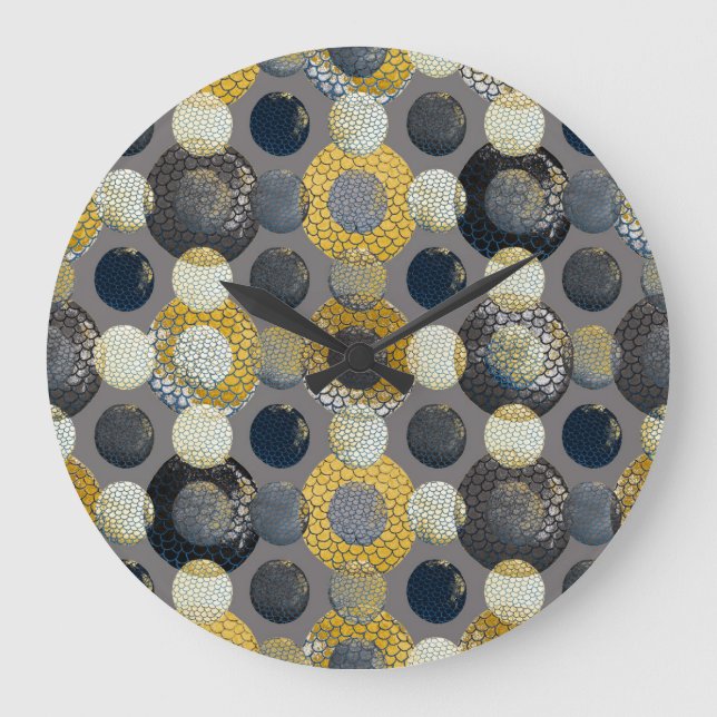 Abstract Geometric Shapes: Colourful Watercolor. Large Clock (Front)