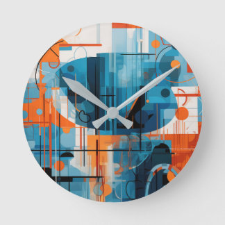 Abstract geometric shapes composition Round Clock
