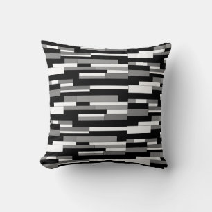 Abstract geometric shapes in black, grey & white cushion