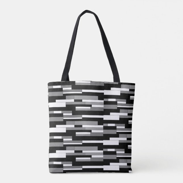 Abstract geometric shapes in black, grey & white tote bag (Back)