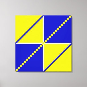 Abstract Geometric Shapes in Blue & Yellow Acrylic Canvas Print