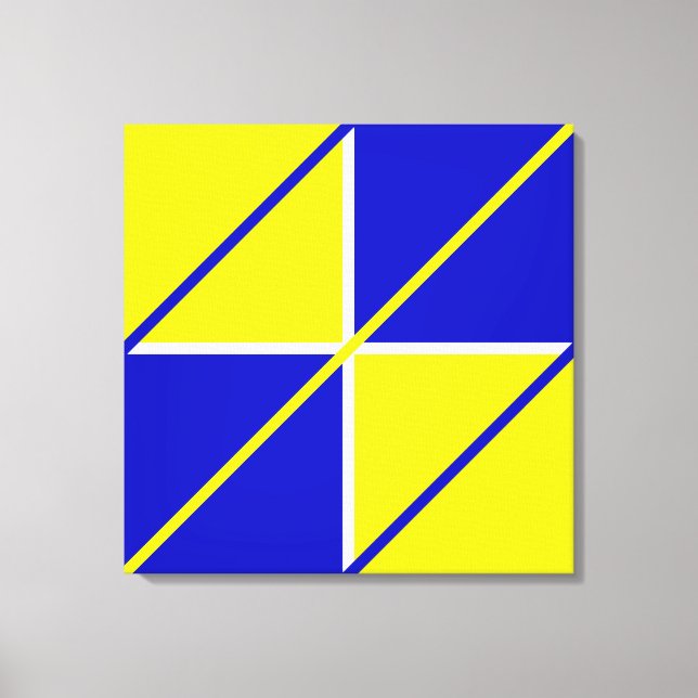 Abstract Geometric Shapes in Blue & Yellow Acrylic Canvas Print (Front)