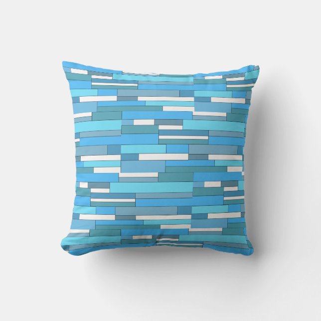 Abstract geometric shapes in teal & turquoise cushion (Front)
