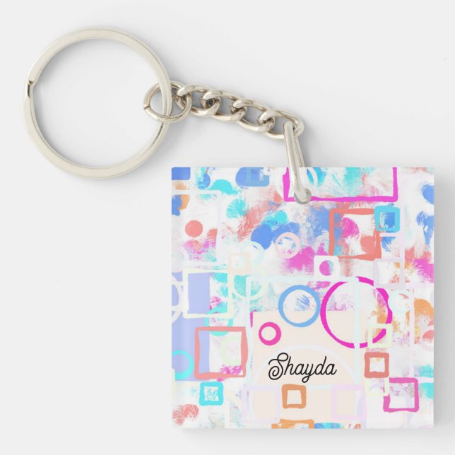 Abstract Geometric Shapes Key Ring (Front)