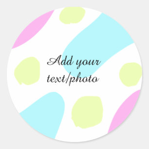Abstract geometric shapes pastel add name photo ba classic round sticker