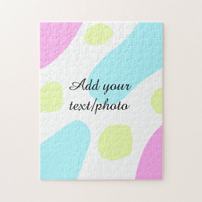 Abstract geometric shapes pastel add name photo ba jigsaw puzzle (Vertical)