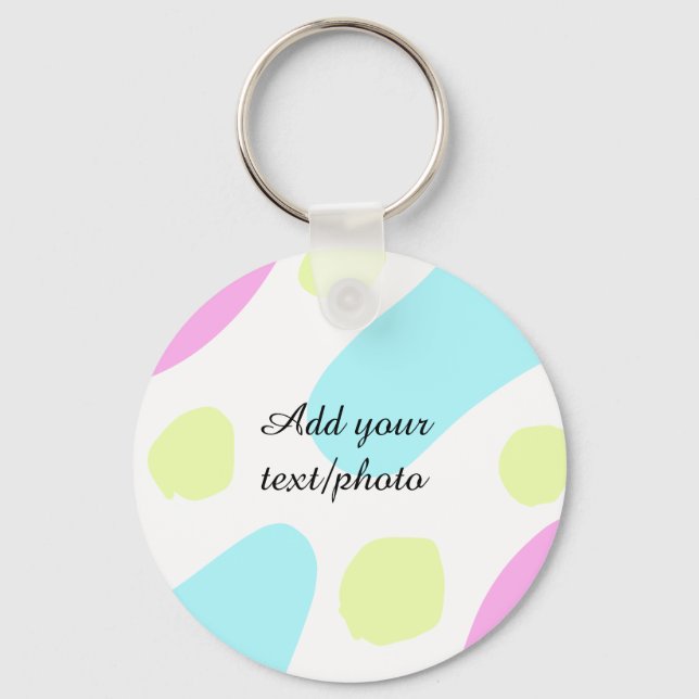Abstract geometric shapes pastel add name photo ba key ring (Front)