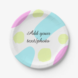 Abstract geometric shapes pastel add name photo ba paper plate
