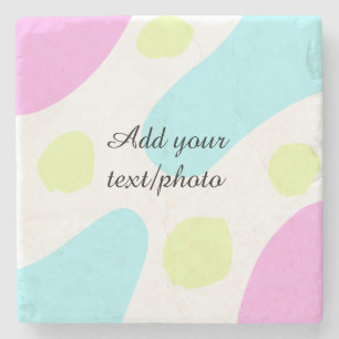 Abstract geometric shapes pastel add name photo ba stone coaster