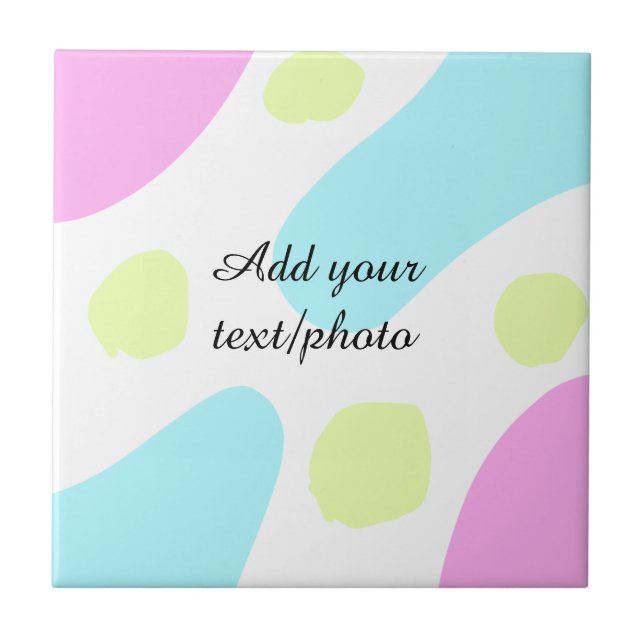 Abstract geometric shapes pastel add name photo ba tile (Front)