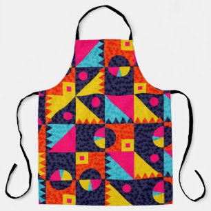 Abstract geometric shapes. Retro colourful illustr Apron