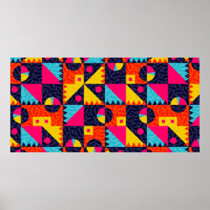 Abstract geometric shapes. Retro colourful illustr Poster