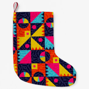 Abstract geometric shapes. Retro colourful illustr Small Christmas Stocking