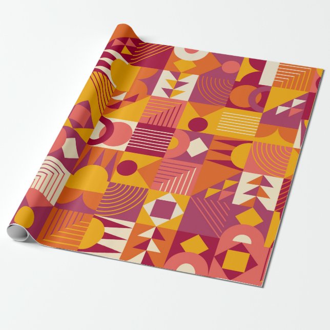 Abstract geometric shapes seamless pattern wrapping paper (Unrolled)
