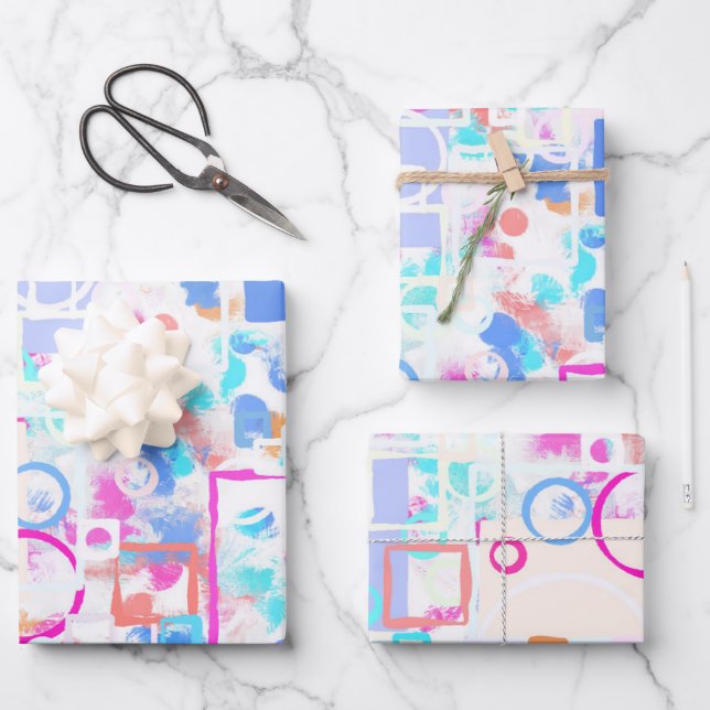 Abstract Geometric Shapes Wrapping Paper Sheet (Front)