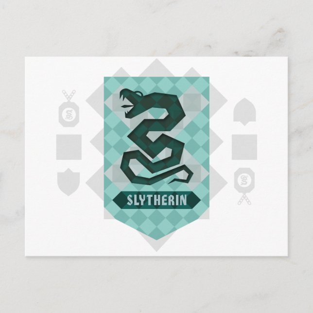 Abstract Geometric SLYTHERIN™ Crest Invitation Postcard (Front)