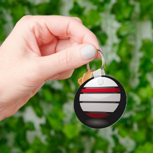 Abstract Geometric Sphere Red White Black Key Ring