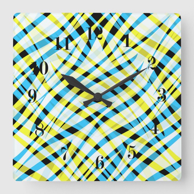 Abstract, geometric square wall clock (Front)