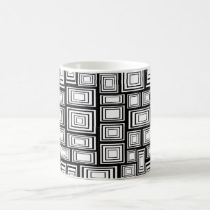 Abstract geometric squares black and white pattern coffee mug
