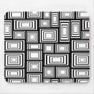 Abstract geometric squares black and white pattern mouse mat