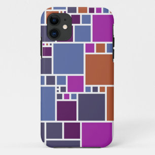 Abstract Geometric Squares Brown Purple Grey iPhone 11 Case