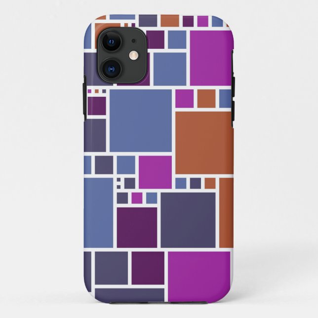 Abstract Geometric Squares | Brown Purple Grey Case-Mate iPhone Case (Back)