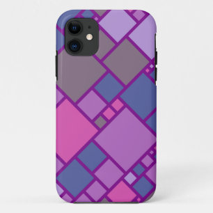 Abstract Geometric Squares Pink Purple Blue iPhone 11 Case