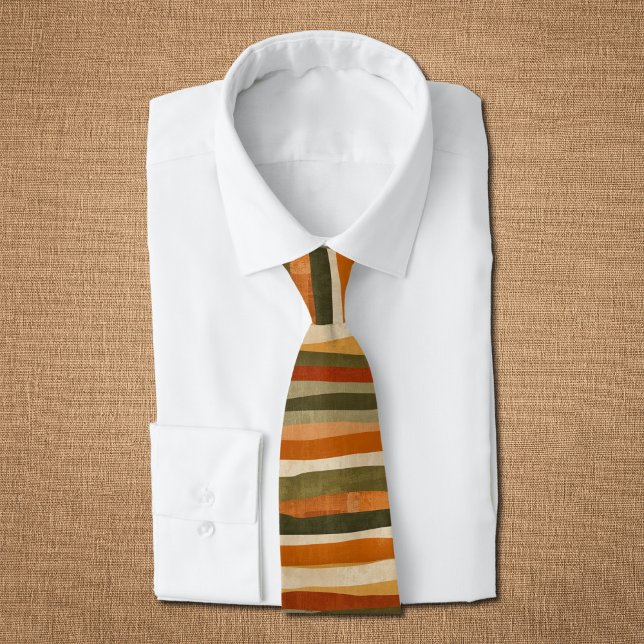 Abstract Geometric Stripes- autumn mood  Tie (Creator Uploaded)