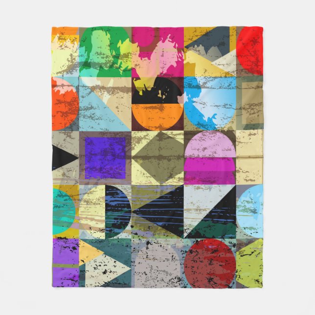 Abstract Geometric: Strokes and Splashes Fleece Blanket (Front)