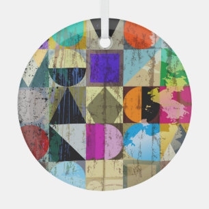 Abstract Geometric: Strokes and Splashes Glass Tree Decoration