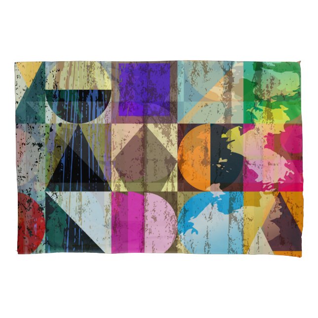 Abstract Geometric: Strokes and Splashes Pillowcase (Front)
