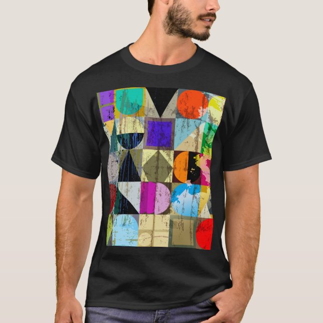 Abstract Geometric: Strokes and Splashes T-Shirt (Front)