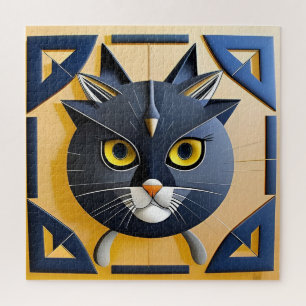 Abstract Geometric Stylised Cat Jigsaw Puzzle