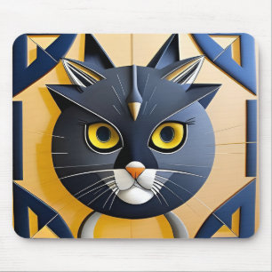 Abstract Geometric Stylised Cat Mouse Mat