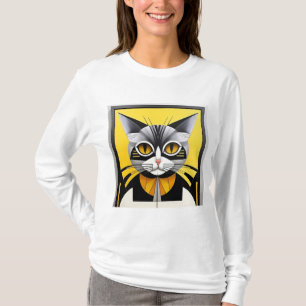 Abstract Geometric Stylised Cat T-Shirt