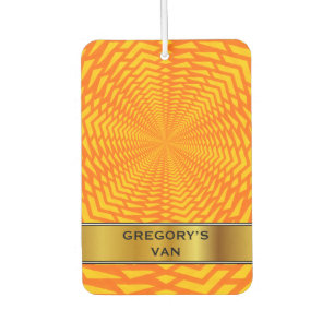 Abstract Geometric Sun-Like Pattern & Custom Name Car Air Freshener