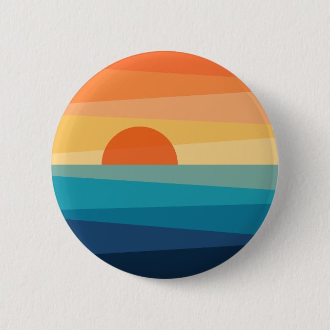 Abstract geometric sunrise 6 cm round badge (Front)